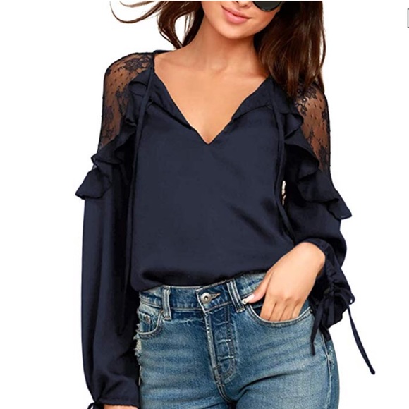 Beautiful women chiffon blouse long sleeve - Picture 5 of 6